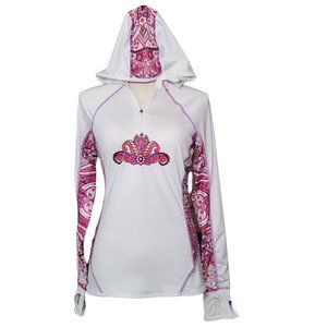 Athleta Hooded Running Top XS White and Purple Excellent Condition